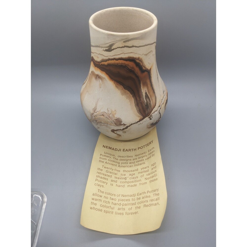 Nemadji USA Native American Southwest Swirl Clay Studio Pottery Vase Vintage 7"